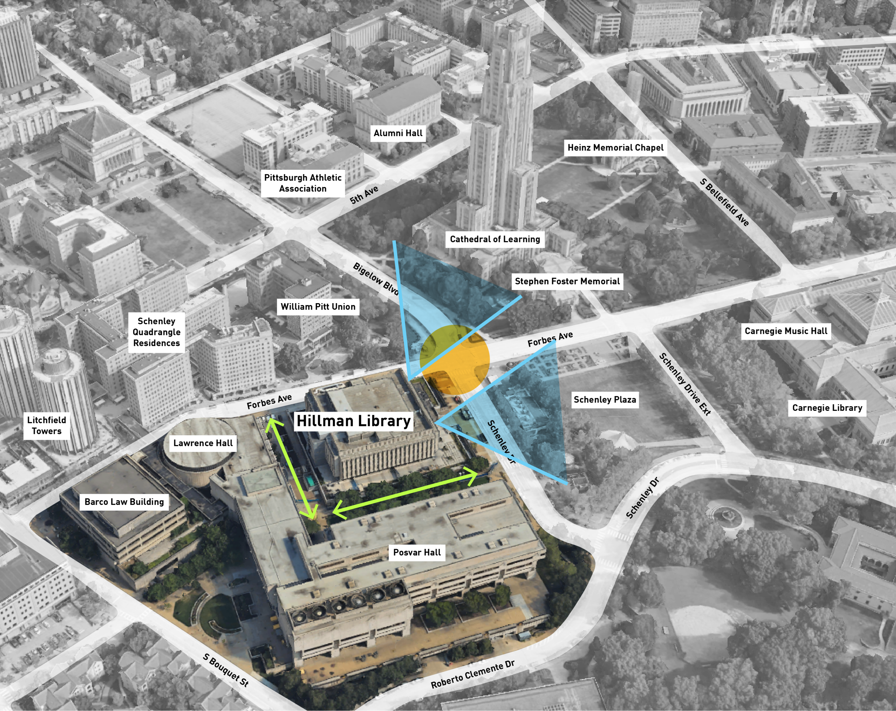 Overview of site for Hillman library